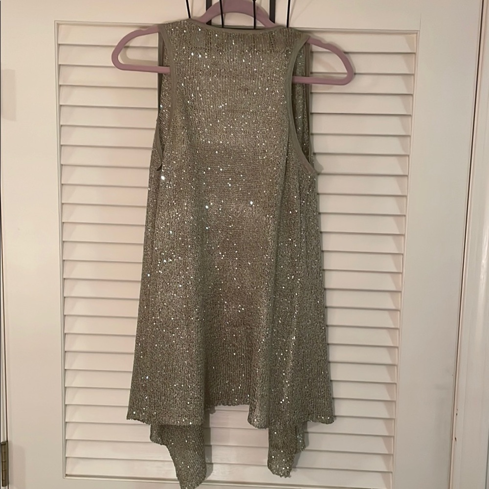 Soft Surroundings Silver Sequin Open Front Draped… - image 3